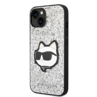 Karl Lagerfeld KLHCP14MG2CPS iPhone 14 Plus 6,7&quot; stříbrný/stříbrný pevný obal Glitter Choupette Patch