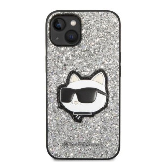 Karl Lagerfeld KLHCP14MG2CPS iPhone 14 Plus 6,7&quot; stříbrný/stříbrný pevný obal Glitter Choupette Patch