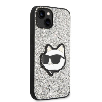 Karl Lagerfeld KLHCP14MG2CPS iPhone 14 Plus 6,7&quot; stříbrný/stříbrný pevný obal Glitter Choupette Patch