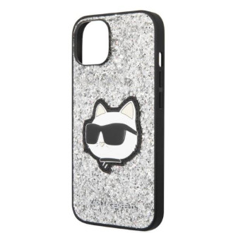 Karl Lagerfeld KLHCP14MG2CPS iPhone 14 Plus 6,7&quot; stříbrný/stříbrný pevný obal Glitter Choupette Patch