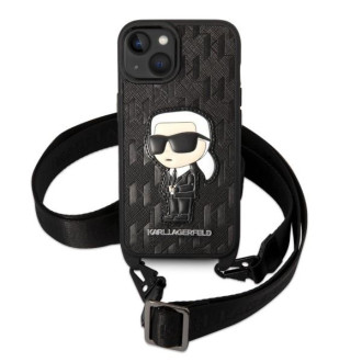 Karl Lagerfeld KLHCP14MSTKMK iPhone 14 Plus 6,7&quot; černo/černé pevné pouzdro Monogram Ikonik Patch