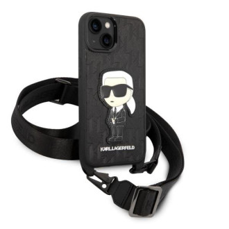 Karl Lagerfeld KLHCP14MSTKMK iPhone 14 Plus 6,7&quot; černo/černé pevné pouzdro Monogram Ikonik Patch