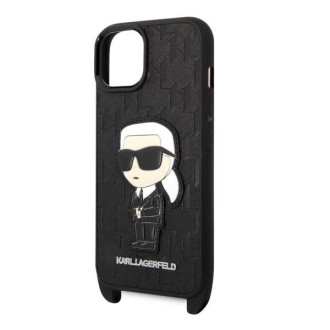 Karl Lagerfeld KLHCP14MSTKMK iPhone 14 Plus 6,7&quot; černo/černé pevné pouzdro Monogram Ikonik Patch