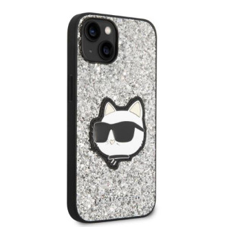 Karl Lagerfeld KLHCP14SG2CPS iPhone 14 6,1&quot; stříbrný/stříbrný pevný obal Glitter Choupette Patch