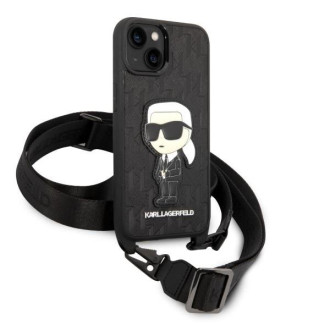 Karl Lagerfeld KLHCP14SSTKMK iPhone 14 6,1&quot; černý/černý pevný obal Monogram Ikonik Patch