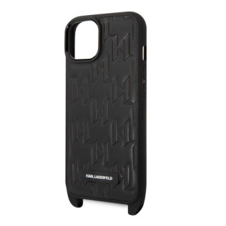 Karl Lagerfeld KLHCP14SSTMMK iPhone 14 6,1&quot; pevné pouzdro černo/černý Monogram Plaque Logo Popruh