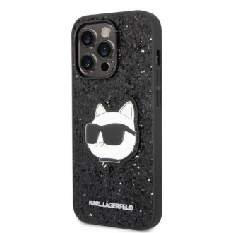Karl Lagerfeld KLHCP14XG2CPK iPhone 14 Pro Max 6,7" černo/černé pevné pouzdro Glitter Choupette Patch