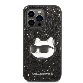 Karl Lagerfeld KLHCP14XG2CPK iPhone 14 Pro Max 6,7" černo/černé pevné pouzdro Glitter Choupette Patch