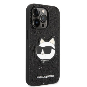 Karl Lagerfeld KLHCP14XG2CPK iPhone 14 Pro Max 6,7" černo/černé pevné pouzdro Glitter Choupette Patch