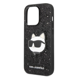 Karl Lagerfeld KLHCP14XG2CPK iPhone 14 Pro Max 6,7" černo/černé pevné pouzdro Glitter Choupette Patch
