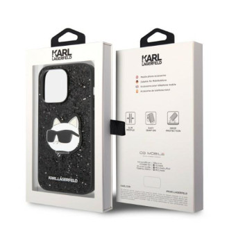 Karl Lagerfeld KLHCP14XG2CPK iPhone 14 Pro Max 6,7" černo/černé pevné pouzdro Glitter Choupette Patch
