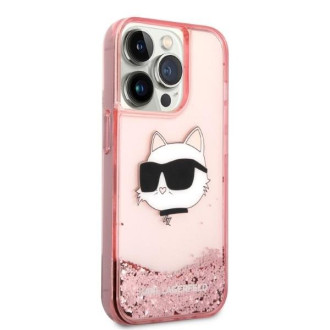 Karl Lagerfeld KLHCP14XLNCHCP iPhone 14 Pro Max 6,7&quot; růžové/růžové pevné pouzdro Glitter Choupette Head