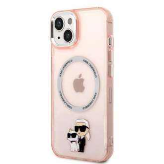 Karl Lagerfeld KLHMP14MHNKCIP iPhone 14 Plus 6,7&quot; pevný obal růžový/růžový Iconic Karl&amp;Choupette Magsafe