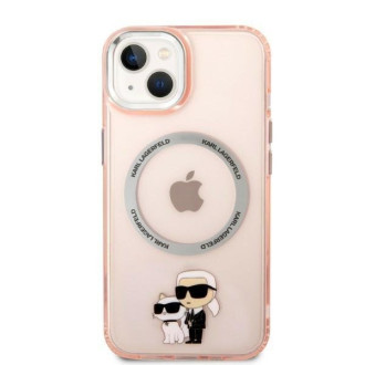 Karl Lagerfeld KLHMP14MHNKCIP iPhone 14 Plus 6,7&quot; pevný obal růžový/růžový Iconic Karl&amp;Choupette Magsafe