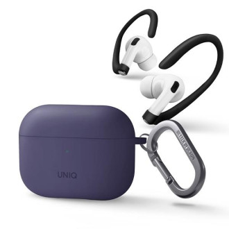 Uniq pouzdro Nexo AirPods Pro 2 gen + Ear Hooks Silikonové fialové/obr