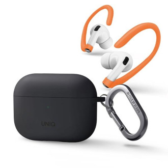 Uniq pouzdro Nexo AirPods Pro 2 gen + ušní háčky Silikonově šedá/uhlově šedá
