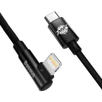 [PO VRÁCENÍ] Baseus MVP 2 úhlový kabel Napájecí kabel s bočním USB Type C / Lightning zástrčka 2m 20W černá (CAVP000301)