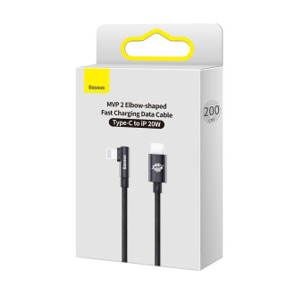 [PO VRÁCENÍ] Baseus MVP 2 úhlový kabel Napájecí kabel s bočním USB Type C / Lightning zástrčka 2m 20W černá (CAVP000301)