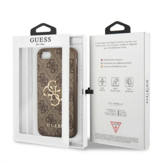 Guess GUHCI84GMGBR iPhone 7/8/SE 2020/2022 hnědý/hnědý pevný obal 4G velké kovové logo
