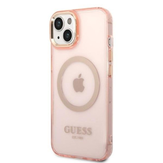 Guess GUHMP14SHTCMP iPhone 14 6,1&quot; růžové/růžové pevné pouzdro Gold Outline Translucent MagSafe