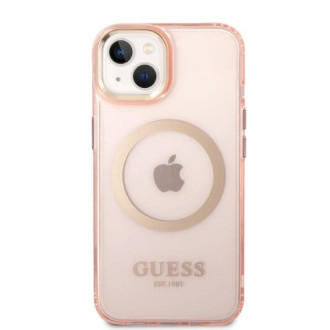 Guess GUHMP14SHTCMP iPhone 14 6,1&quot; růžové/růžové pevné pouzdro Gold Outline Translucent MagSafe