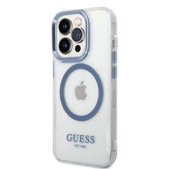 Guess GUHMP14XHTRMB iPhone 14 Pro Max 6,7&quot; modro/modré pevné pouzdro Metal Outline Magsafe