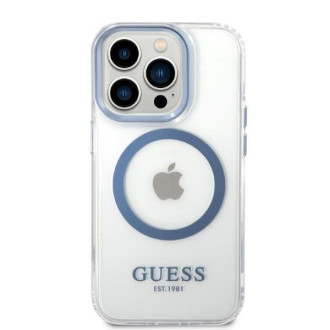 Guess GUHMP14XHTRMB iPhone 14 Pro Max 6,7&quot; modro/modré pevné pouzdro Metal Outline Magsafe