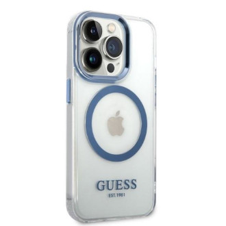 Guess GUHMP14XHTRMB iPhone 14 Pro Max 6,7&quot; modro/modré pevné pouzdro Metal Outline Magsafe