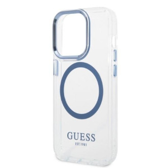 Guess GUHMP14XHTRMB iPhone 14 Pro Max 6,7&quot; modro/modré pevné pouzdro Metal Outline Magsafe