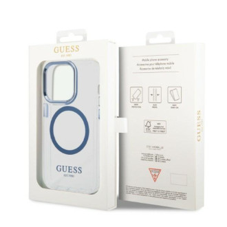 Guess GUHMP14XHTRMB iPhone 14 Pro Max 6,7&quot; modro/modré pevné pouzdro Metal Outline Magsafe