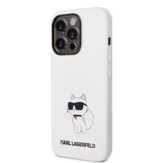 Karl Lagerfeld KLHMP14LSNCHBCH pevný obal pro iPhone 14 Pro 6,1&quot; bílý/bílý silikonový chupette MagSafe