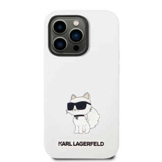 Karl Lagerfeld KLHMP14LSNCHBCH pevný obal pro iPhone 14 Pro 6,1&quot; bílý/bílý silikonový chupette MagSafe