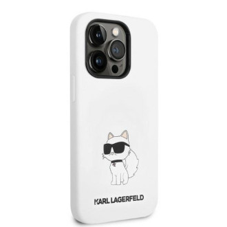 Karl Lagerfeld KLHMP14LSNCHBCH pevný obal pro iPhone 14 Pro 6,1&quot; bílý/bílý silikonový chupette MagSafe