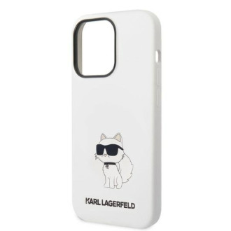 Karl Lagerfeld KLHMP14LSNCHBCH pevný obal pro iPhone 14 Pro 6,1&quot; bílý/bílý silikonový chupette MagSafe