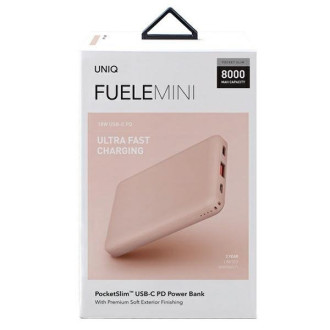 Uniq Powerbank Fuele mini 8000mAh USB-C 18W PD Rychlé nabíjení růžová/růžová