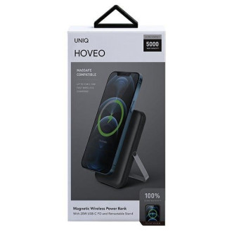 Uniq Powerbank Hoveo 5000mAh USB-C 20W PD Rychlé nabíjení Bezdrátové magnetické šedé/uhlově šedé