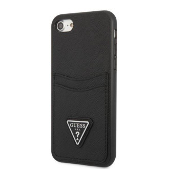 Pevné pouzdro Guess GUHCI8PSATPK iPhone 7/8 SE 2020 / SE 2022 černé/černé pouzdro Saffiano Triangle Logo Cardslot