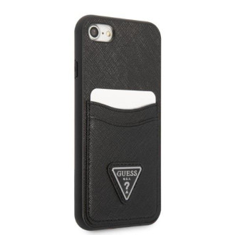 Pevné pouzdro Guess GUHCI8PSATPK iPhone 7/8 SE 2020 / SE 2022 černé/černé pouzdro Saffiano Triangle Logo Cardslot