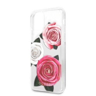 Průhledné pevné pouzdro Guess GUHCN58ROSTRT iPhone 11 Pro Flower Desire Pink & White Rose