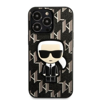 Karl Lagerfeld KLHCP13LPMNIKBK iPhone 13 Pro / 13 6,1&quot; pevný kryt černo/černý Monogram Ikonik Patch