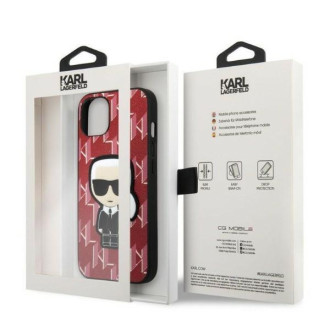 Karl Lagerfeld KLHCP13MPMNIKPI iPhone 13 6,1&quot; pevný kryt červený/červený Monogram Ikonik Patch