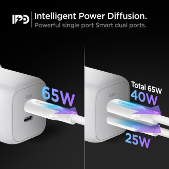 SÍŤOVÁ NABÍJEČKA Spigen PE2106EU POWERARC 2-PORTOVÁ PD65W BÍLÁ