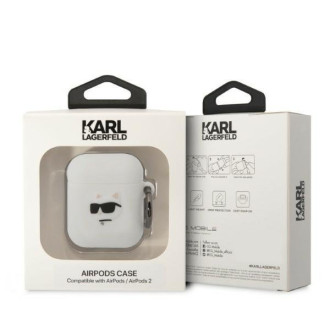 Karl Lagerfeld KLA2RUNCHH AirPods 1/2 kryt bílý/bílý Silikonová hlava Choupette 3D