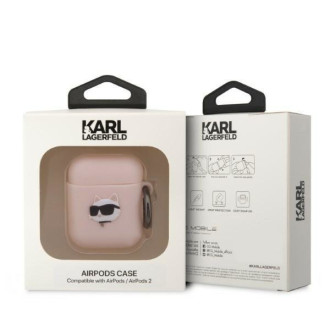 Karl Lagerfeld KLA2RUNCHP AirPods 1/2 kryt růžový/růžový Silikonová Choupette Head 3D