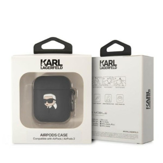 Karl Lagerfeld KLA2RUNIKK AirPods 1/2 kryt černo/černý silikonový Karl Head 3D