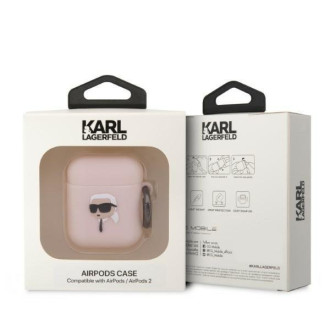 Karl Lagerfeld KLA2RUNIKP AirPods 1/2 kryt růžový/růžový silikonový Karl Head 3D