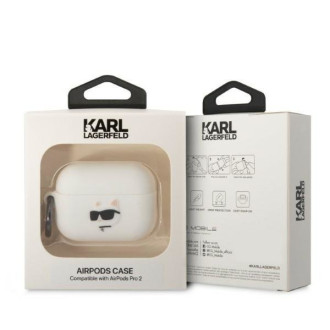 Karl Lagerfeld KLAP2RUNCHH kryt AirPods Pro 2 bílá/bílá Silikonová hlava Choupette 3D