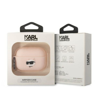 Karl Lagerfeld KLAP2RUNCHP kryt AirPods Pro 2 růžový/růžový Silikonová hlava Choupette Head 3D