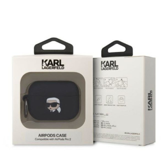 Karl Lagerfeld KLAP2RUNIKK kryt AirPods Pro 2 černo/černý silikonový Karl Head 3D