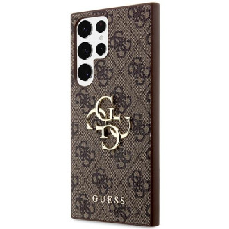 Guess GUHCS23L4GMGBR S23 Ultra S918 hnědé/hnědé pevné pouzdro 4G Big Metal Logo